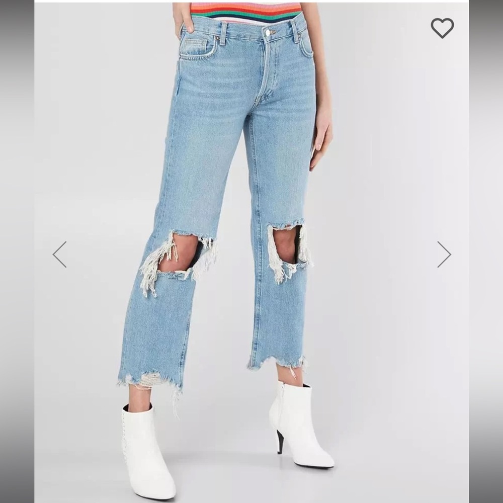 We The Free Destroyed Maggie Straight Light Wash Jeans 28 - Picture 13 of 15